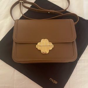 NWOT Authentic Maje Clover Clasp Flap Bag Tan